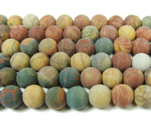 Red turquose matte round beads