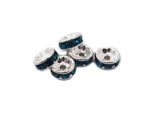 4x8mm Pack Of 50 Dark Sea Blue Cubic Zirconia "Cz" Spacer Beads