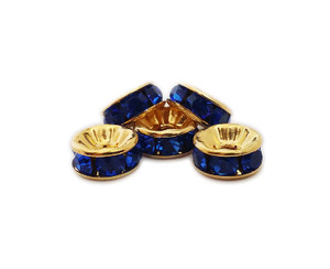 4x8mm Pack Of 50 Navy Blue Cz Gold Plated Brass Spacer Beads 4x8mm Pack Of 50 Navy Blue Cz Gold Plated Brass Spacer Beads