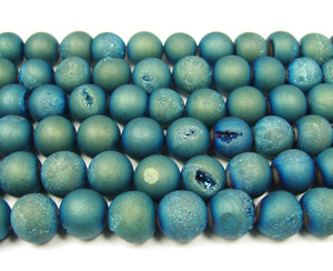 10mm 15 Inch Sea Green Electroplated Druzy Agate Round Beads 10mm 15 Inch Sea Green Electroplated Druzy Agate Round Beads