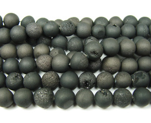 10mm 15 Inch Black Electroplated Druzy Agate Round Beads 10mm 15 Inch Black Electroplated Druzy Agate Round Beads