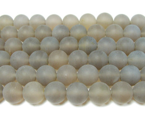10mm 15.5 Inch Gray Matte Agate Round Beads
