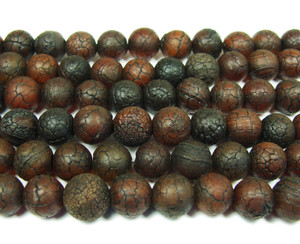 12mm 14 Inch Antiqued Dark Red Agate Round Beads