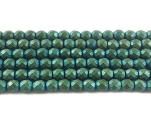 6mm Sea Green Hematite Matte Faceted Round Beads 6mm Sea Green Hematite Matte Faceted Round Beads
