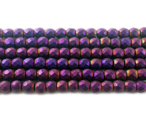 6mm Purple Hematite Matte Faceted Round Beads 6mm Purple Hematite Matte Faceted Round Beads
