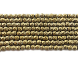 4mm Bronze Hematite Matte Faceted Round Beads
