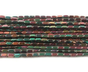 2x4mm Green And Red Multicolor Hematite Rectangle Beads 2x4mm Green And Red Multicolor Hematite Rectangle Beads