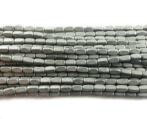 2x4mm Silver Hematite Rectangle Matte Beads
