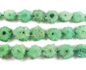 20x20mm Priced Per 2 Pieces Green Druzy Agate Cross Section Beads 20x20mm Priced Per 2 Pieces Green Druzy Agate Cross Section Beads