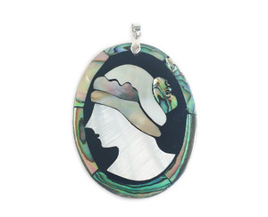 40x54mm Style A Multi Shell Lady Face Oval Pendant 40x54mm Style A Multi Shell Lady Face Oval Pendant