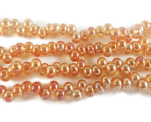 3x6mm Peach With Ab Off-Center Rondelle Glass Beads