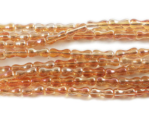 3.5x8mm Orange With Ab Hourglass Crystal Glass Beads