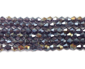 4mm For 5 Str Dark Purple With Ab Glass Faceted Bicone Beads