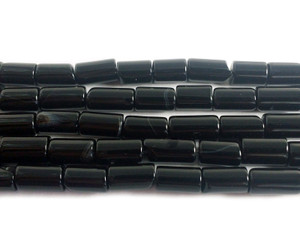 Black agate cylinder tube beads (6x10mm) at GIFTSJOY.COM