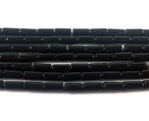 4x8mm Black Agate Cylinder Tube Beads