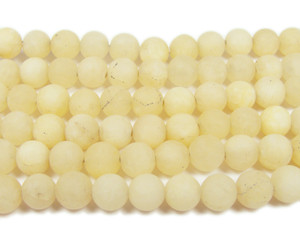 8mm 15.5 Inches Light Yellow Jade Matte Round Beads 8mm 15.5 Inches Light Yellow Jade Matte Round Beads