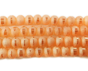 7x9mm 72 Beads Orange Frosted Glass Rondelles With Ab Stripe 7x9mm 72 Beads Orange Frosted Glass Rondelles With Ab Stripe