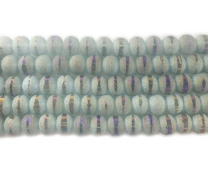9x11mm 72 Beads Light Gray Frosted Glass Rondelles With Ab Stripe Style C