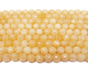 4mm Khaki Yellow Jade Faceted Round Beads 4mm Khaki Yellow Jade Faceted Round Beads