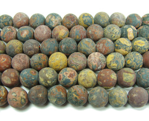 12mm Red Leopard Skin Jasper Matte Round Beads