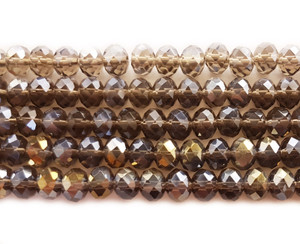 4x6mm 95 Beads Smoky With Ab Glass Faceted Rondelle Beads With Ab Finish 4x6mm 95 Beads Smoky With Ab Glass Faceted Rondelle Beads With Ab Finish