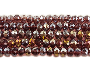 8x10mm 72 Beads 22" Fuchsia With Ab Glass Faceted Rondelle Beads With Ab Finish 8x10mm 72 Beads 22" Fuchsia With Ab Glass Faceted Rondelle Beads With Ab Finish