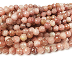 7mm Multicolor Strawberry Quartz Faceted Round Beads