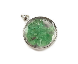40mm Green Aventurine In Round Glass Pendant 40mm Green Aventurine In Round Glass Pendant