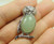 18x35mm Metal Frame Green Aventurine Owl Pendant