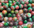 10mm Green Red Brown Multicolor Jade Faceted Round Beads