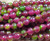 10mm Green Fuscia Multicolor Jade Faceted Round Beads