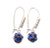 1 3/4 Inches Blue Platinum-Plated Brass And Cz Earrings
