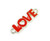 10x35mm Price For 6 Pieces Red "Love" Flat Silver Metal Connector