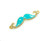 14x52mm Price For 6 Pieces Turquoise Blue Mustache Gold Metal Connector With Cz Stones