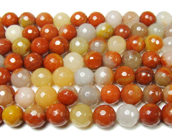 8mm Ochre Orange Jade Faceted Round Beads