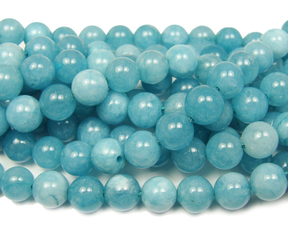 Aquamarine jade smooth round beads