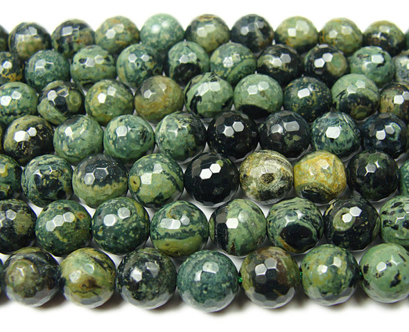 6mm Green Eye Jasper Faceted Round Beads