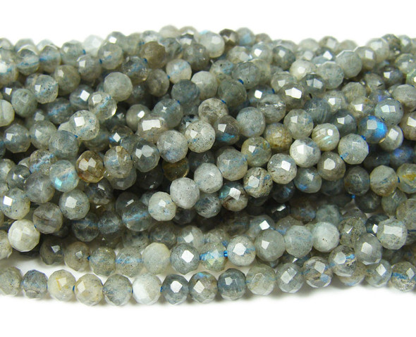 4-4.3mm Finely Cut Labradorite Round Beads