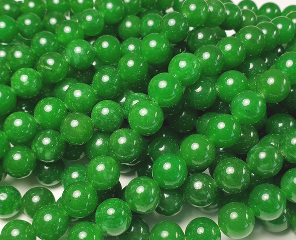 10mm 15.5" Emerald Green Jade Smooth Round Beads