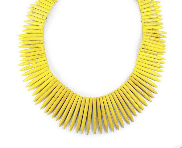 20-50x5mm 18 Inch Strand Yellow Howlite Graduated Sticks 20-50x5mm 18 Inch Strand Yellow Howlite Graduated Sticks
