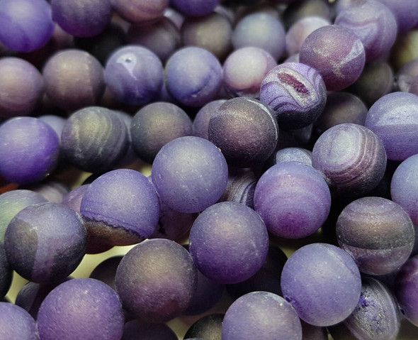 8mm Purple Matte Druzy Quarz Agate Round Beads