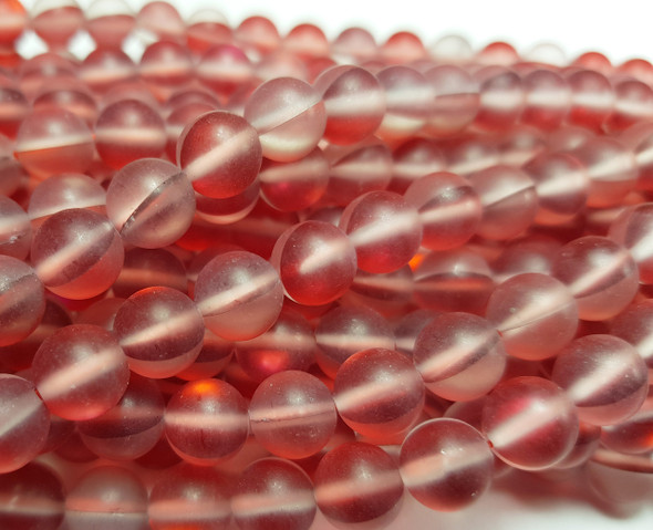 10mm Scarlet Red Moonlight Crystal Matte Round Beads