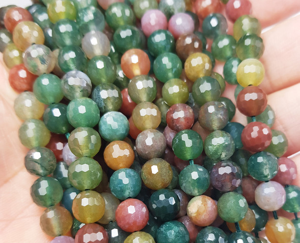 6mm Finely Cut Shiny Indian Agate Faceted Beads