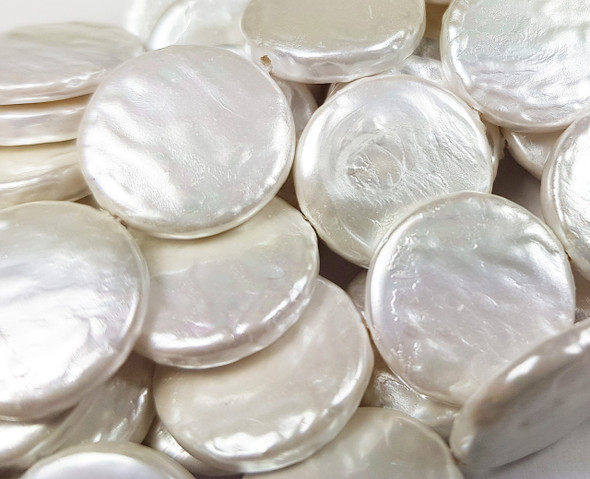10mm White Shell Pearl Coin Beads