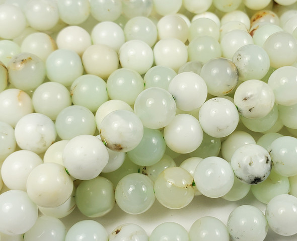 8mm Australian Light Green Opal Smooth Beads