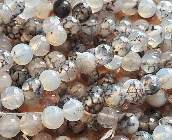 6mm Black Web Agate Smooth Round Beads 6mm Black Web Agate Smooth Round Beads