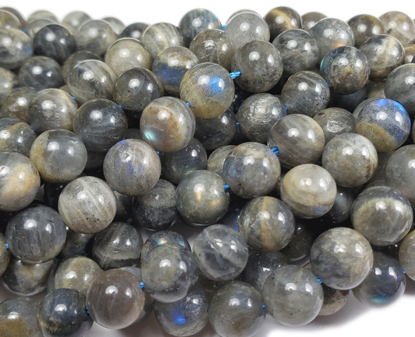 8mm Labradorite Smooth Round Beads With Blue Iridescence