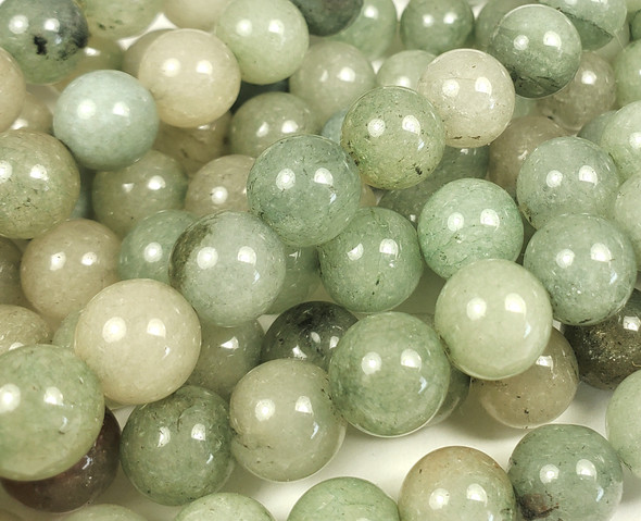 10mm Pickle Green Jade Smooth Round Beads