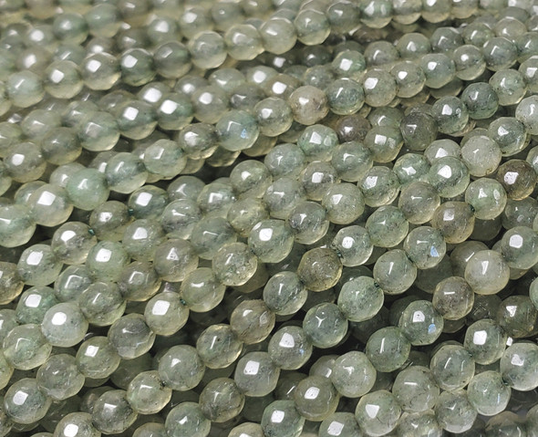 4mm Gray Jade Faceted Round Beads