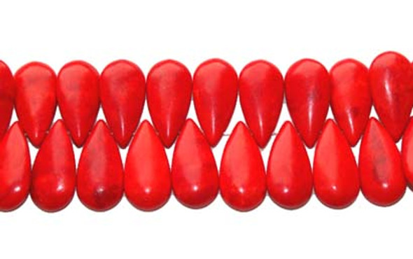 15x30mm About 34 Beads Red Howlite Puffed Teardrop Beads
